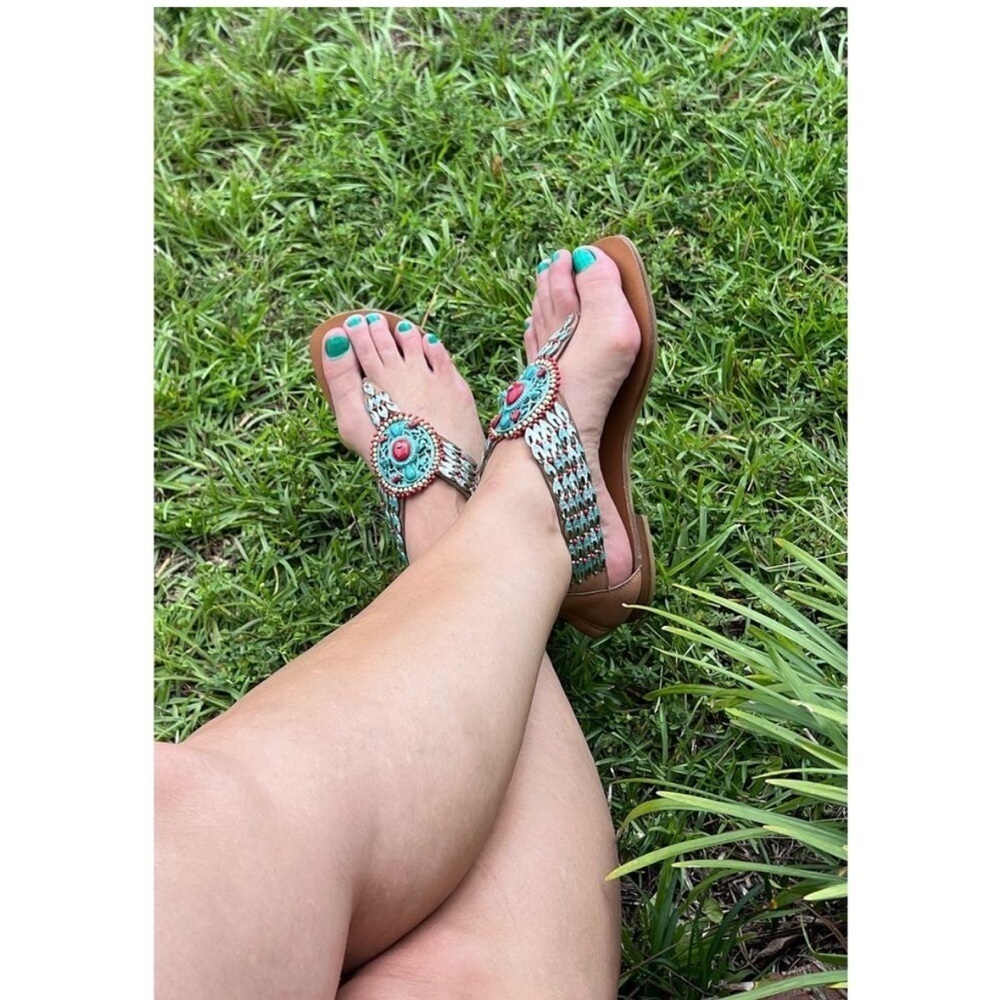 PELLE MODA boho Embellished Brown Sandals size 7 1/2